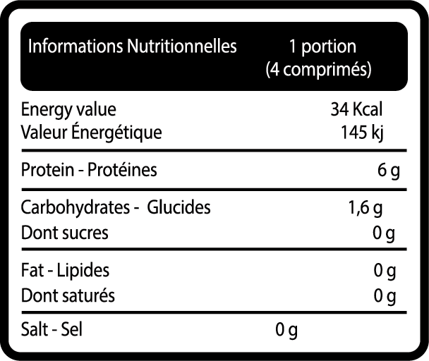 Tableau nutritionnel Amino 6000