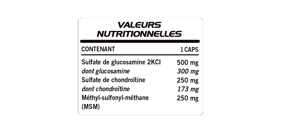 Tableau nutritionnel Glucosamine