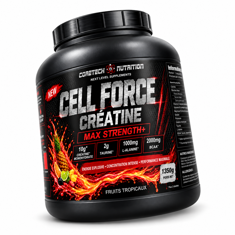 Cell Force Créatine Max Strength+ Coretech Nutrition – Fruits Tropicaux – 1 350 g